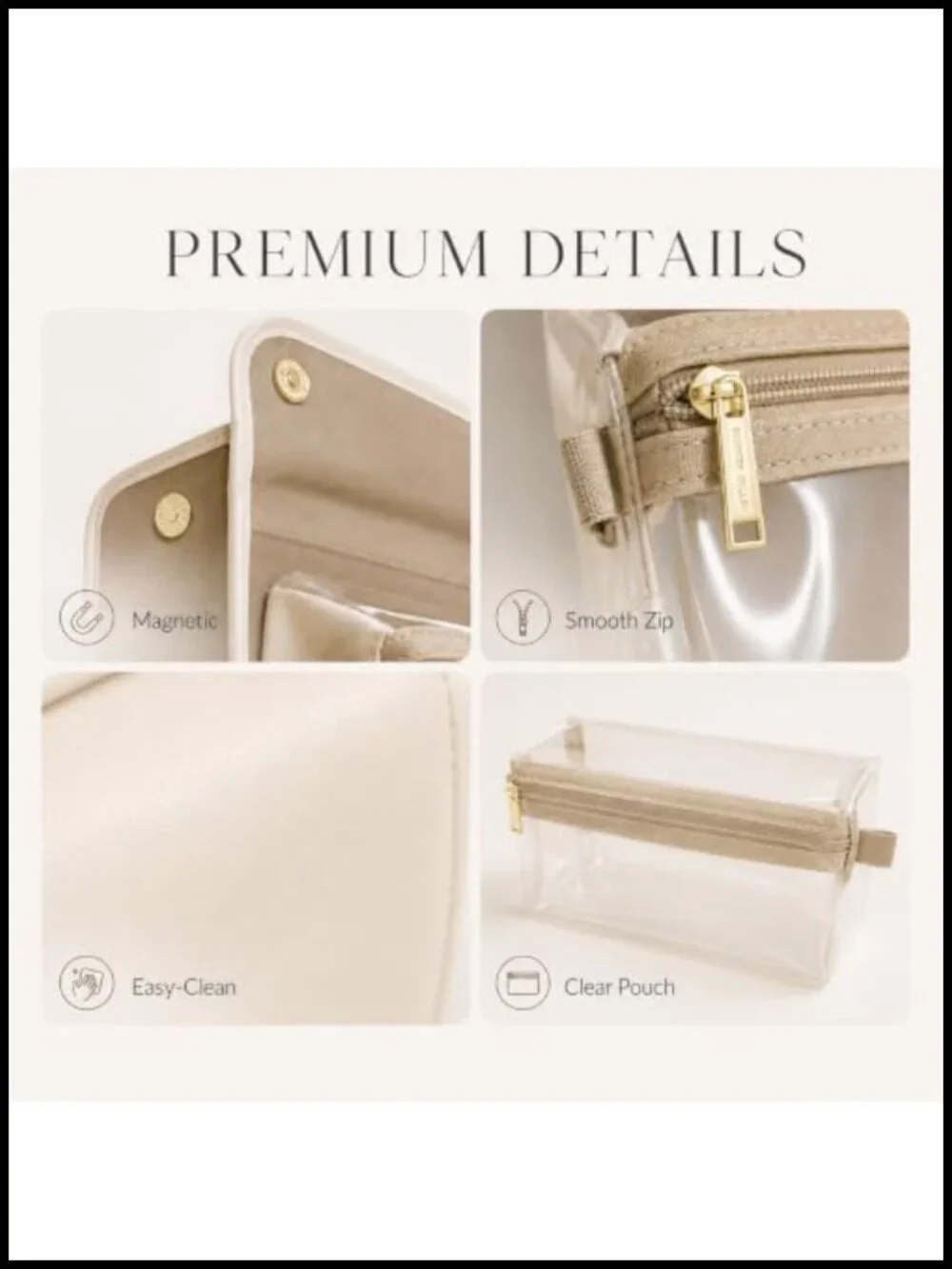 Roll Up Makeup Bag with 4 Detachable Clear Pouches, Travel Toiletry Organizer